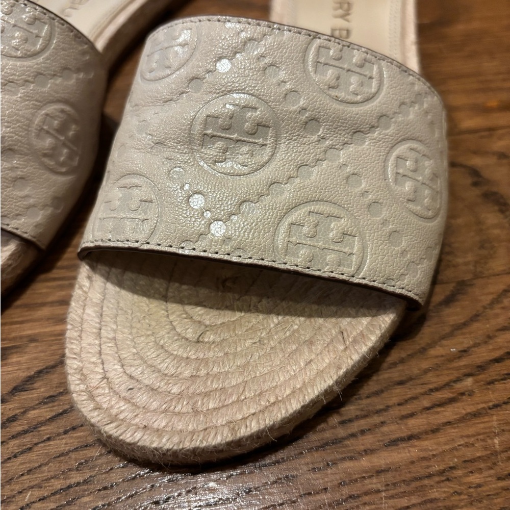 Tory Burch Espadrille Cream Slide Sandals - Picture 6 of 9